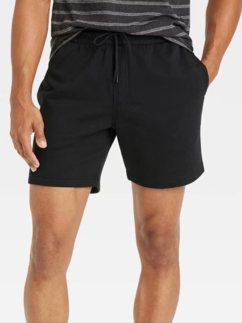 Men's Black Fleece Drawstring Shorts 5in Inseam